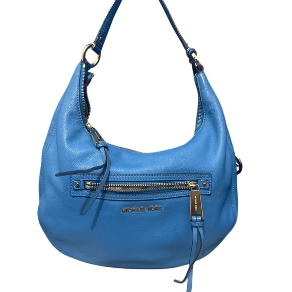 Michael Kors Sky Blue Hobo Bag with Pebbled Leather - Picture 1 of 5